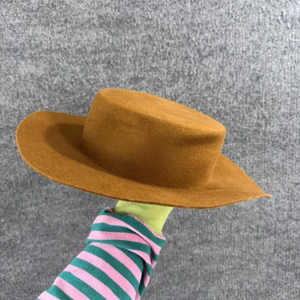 Gigi Pip Hat 57 S/M Dahlia Boater Hat Brown Australian Wool Western Rancher